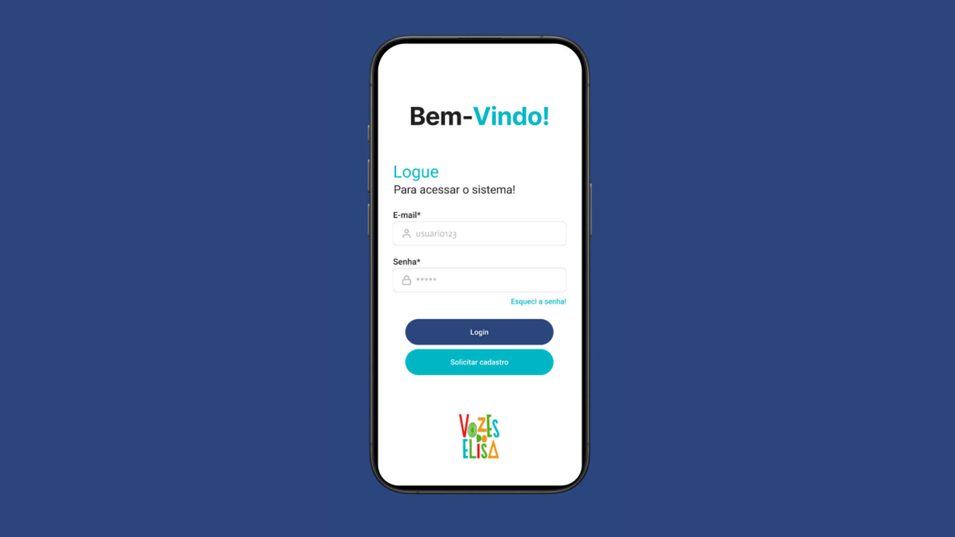 Tela de login mobile