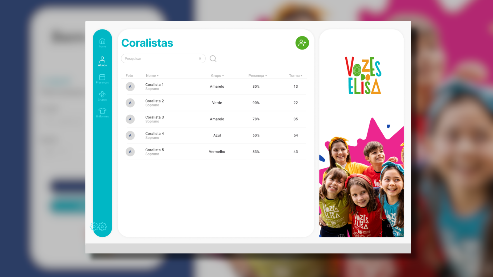 Tela de pesquisa de aluno desktop