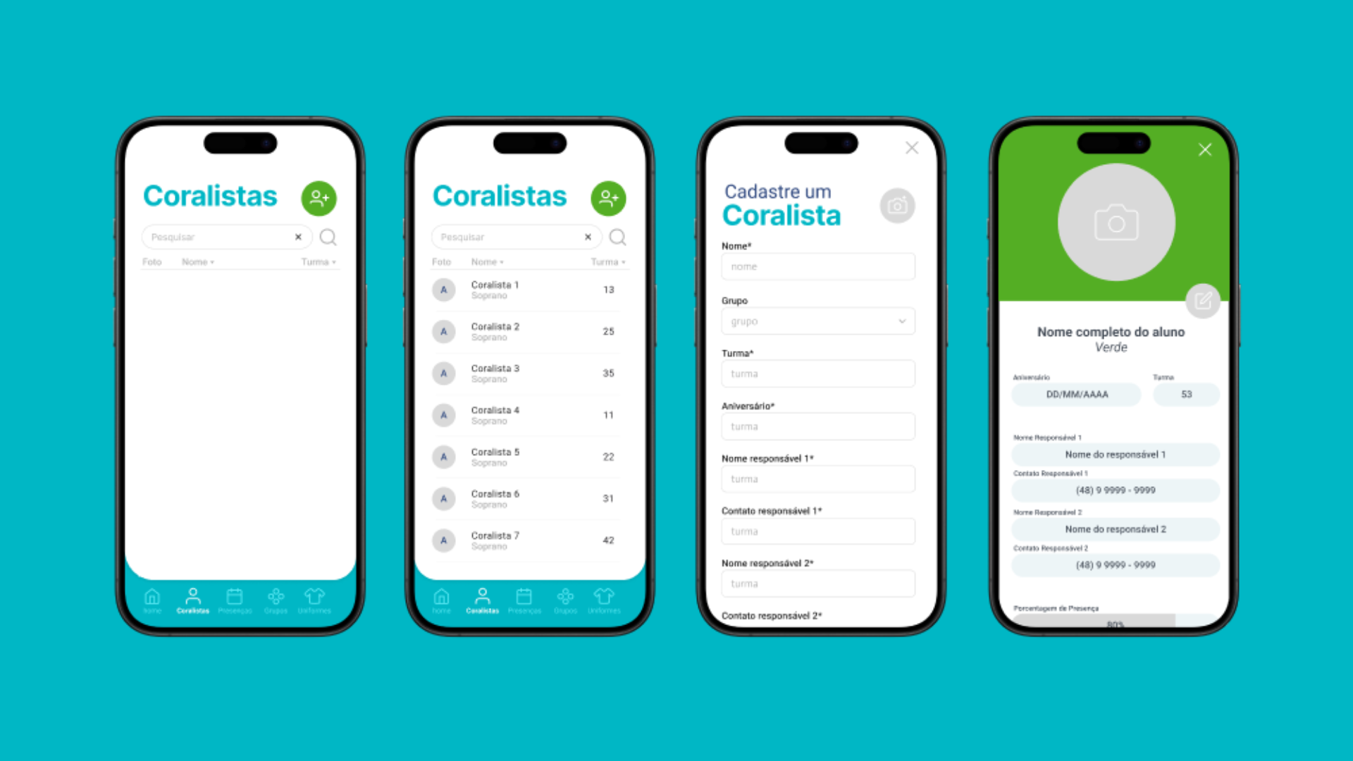 Telas de aluno versão mobile